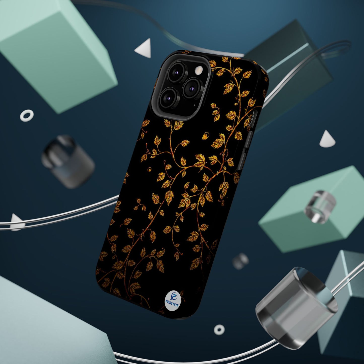 Elegant Floral Magnetic Tough Case for Phone - Stylish Gold Leaf Design