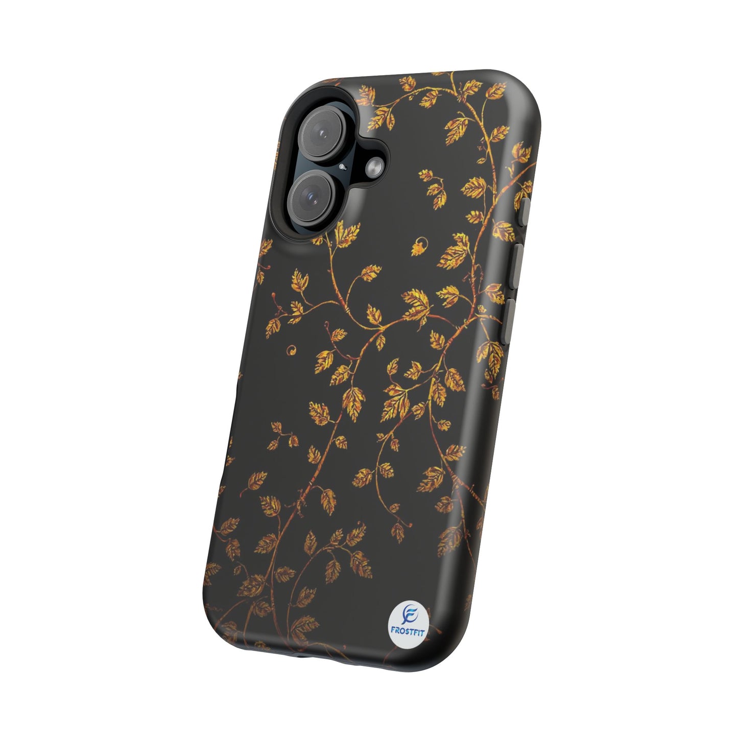 Elegant Floral Magnetic Tough Case for Phone - Stylish Gold Leaf Design