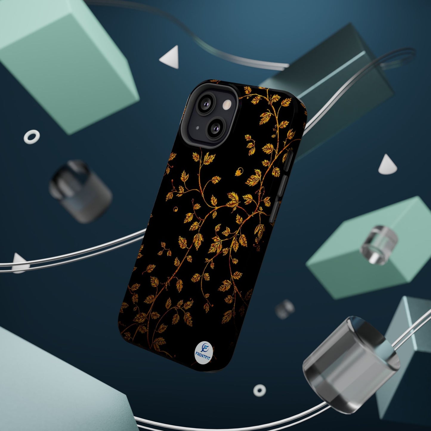 Elegant Floral Magnetic Tough Case for Phone - Stylish Gold Leaf Design