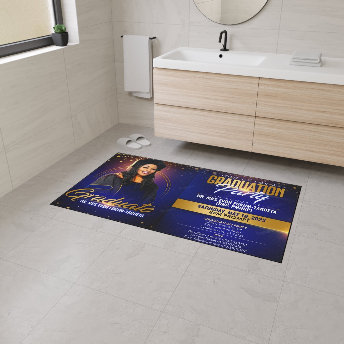 Custom Graduation Floor Mat | Heavy Duty Welcome Mat for Graduation Parties