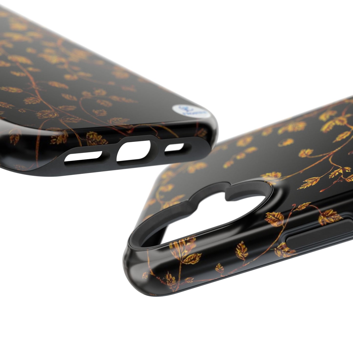 Elegant Floral Magnetic Tough Case for Phone - Stylish Gold Leaf Design