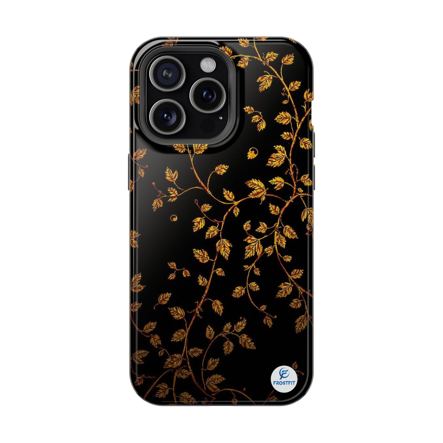 Elegant Floral Magnetic Tough Case for Phone - Stylish Gold Leaf Design