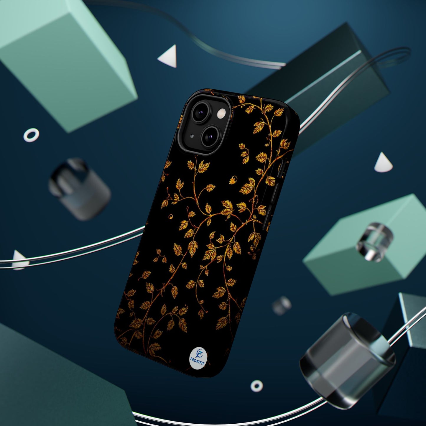 Elegant Floral Magnetic Tough Case for Phone - Stylish Gold Leaf Design