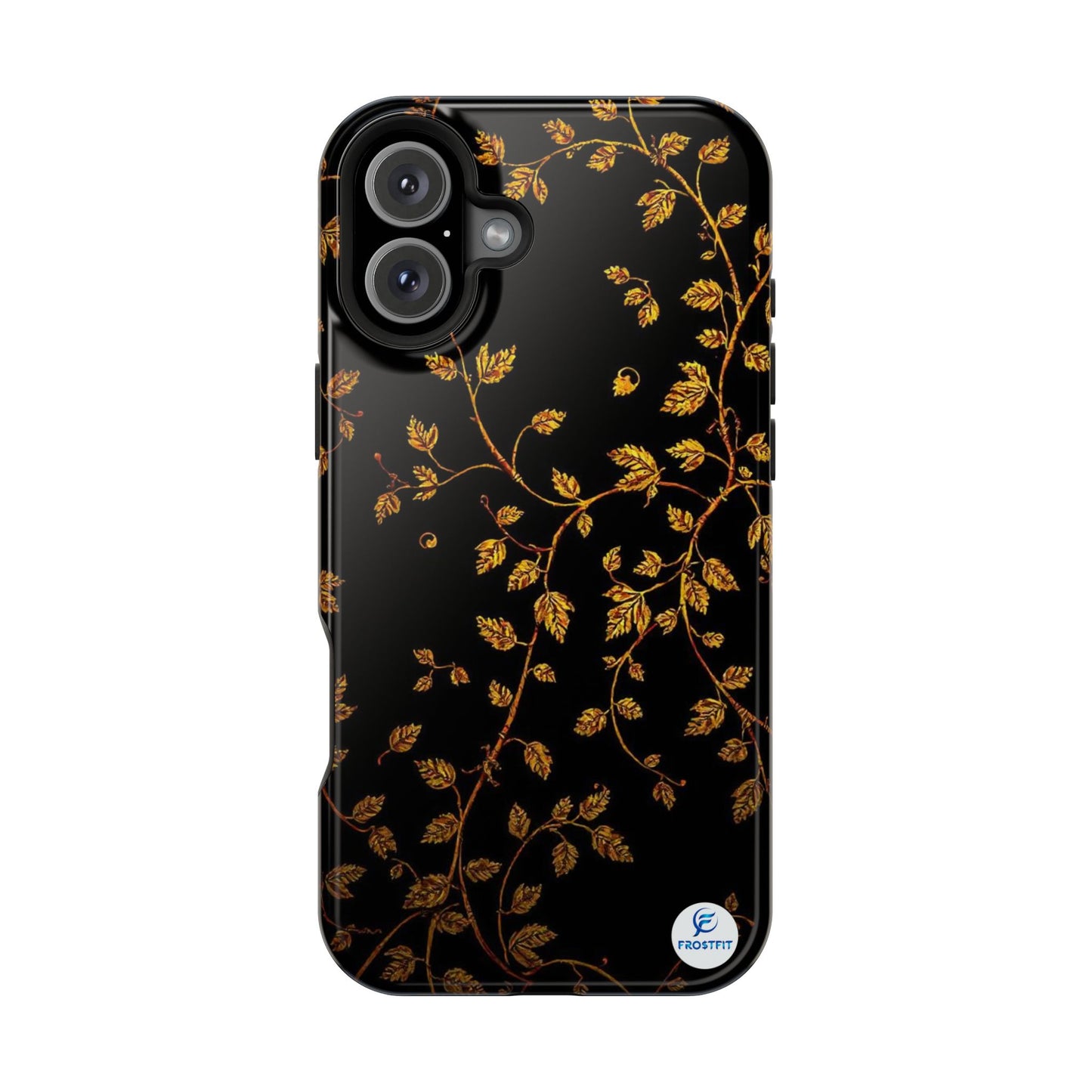 Elegant Floral Magnetic Tough Case for Phone - Stylish Gold Leaf Design