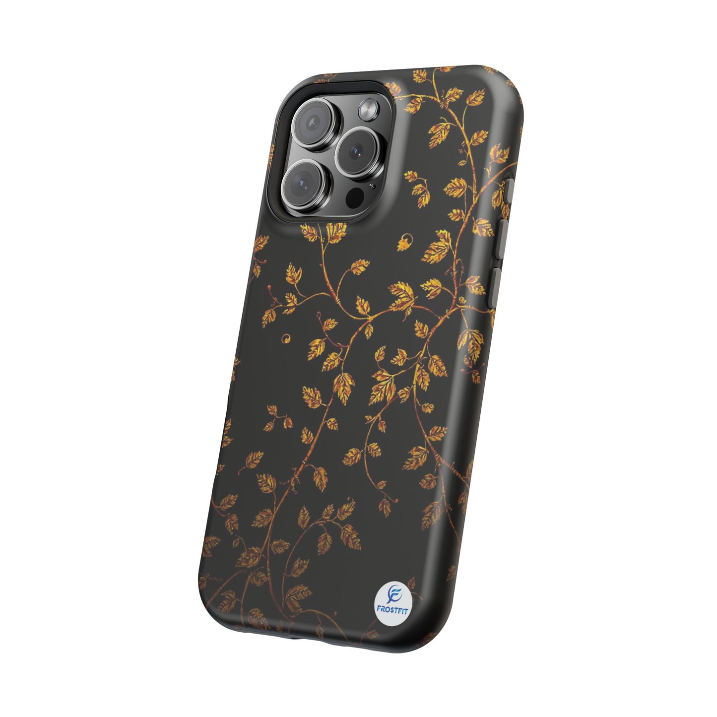 Elegant Floral Magnetic Tough Case for Phone - Stylish Gold Leaf Design