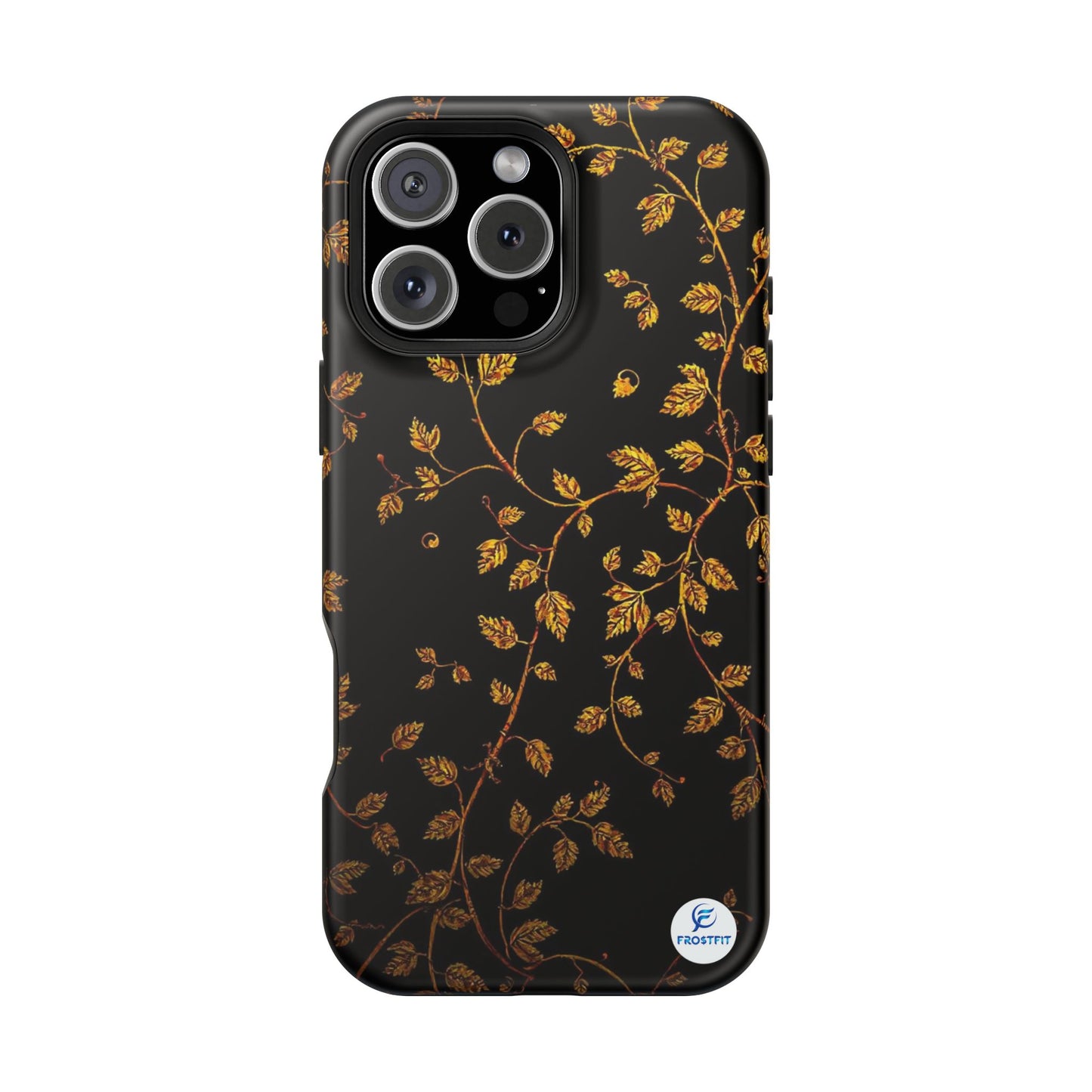 Elegant Floral Magnetic Tough Case for Phone - Stylish Gold Leaf Design