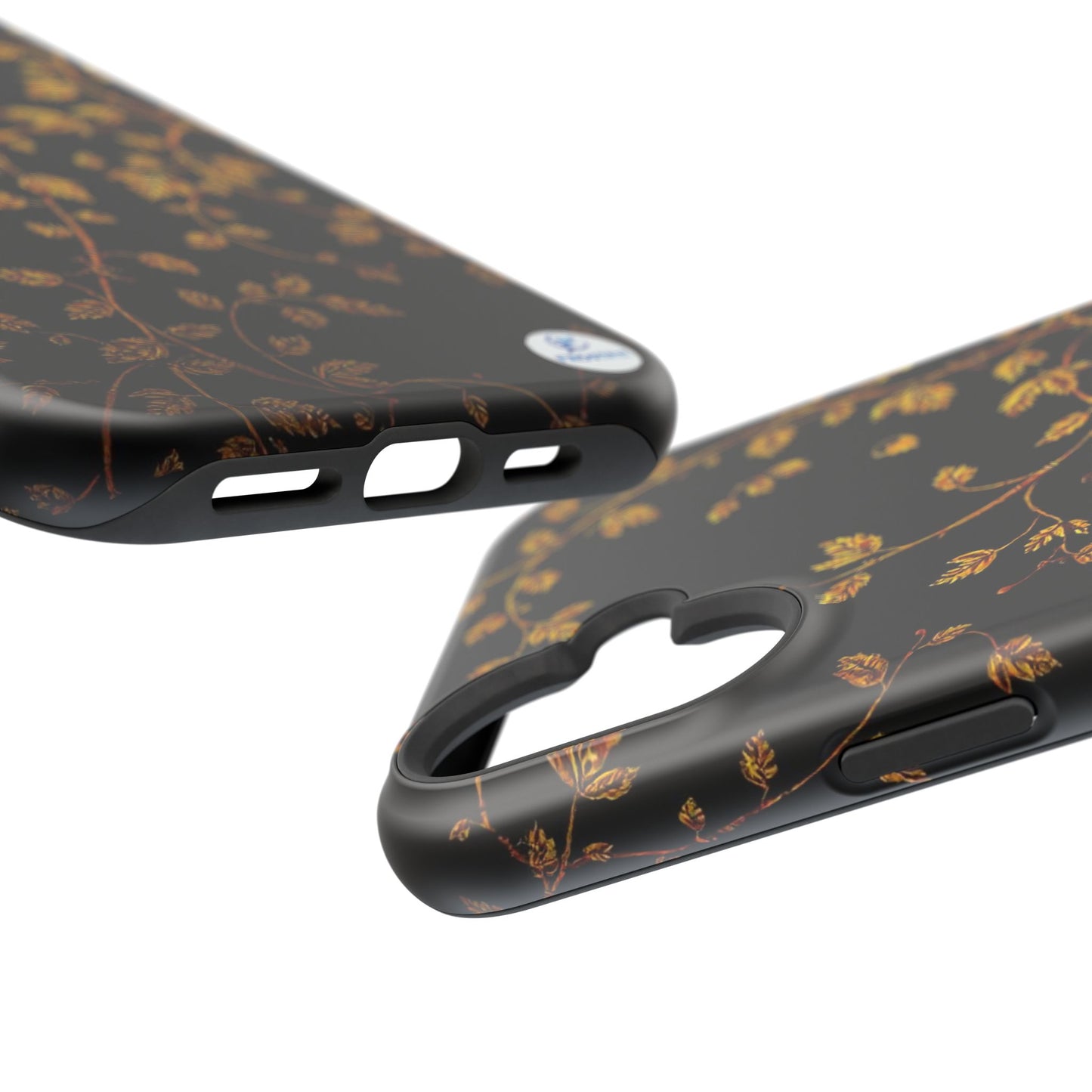 Elegant Floral Magnetic Tough Case for Phone - Stylish Gold Leaf Design