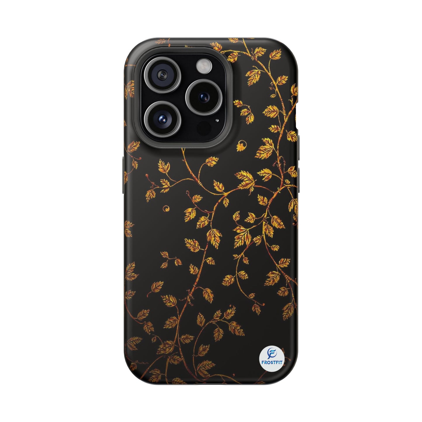 Elegant Floral Magnetic Tough Case for Phone - Stylish Gold Leaf Design