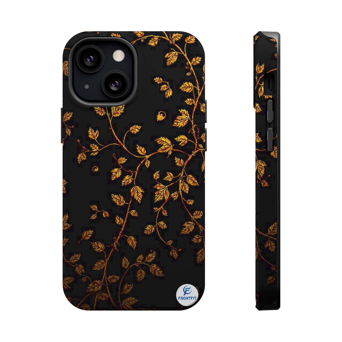Elegant Floral Magnetic Tough Case for Phone - Stylish Gold Leaf Design