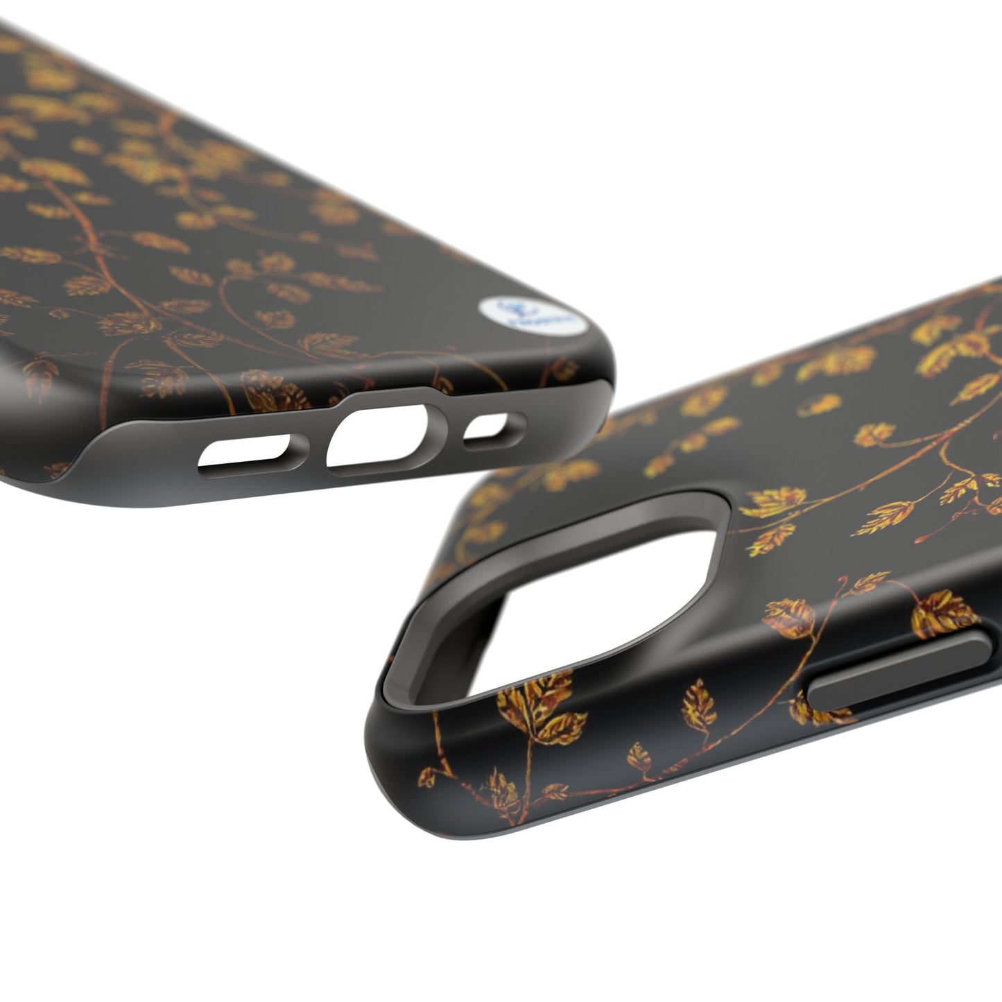 Elegant Floral Magnetic Tough Case for Phone - Stylish Gold Leaf Design