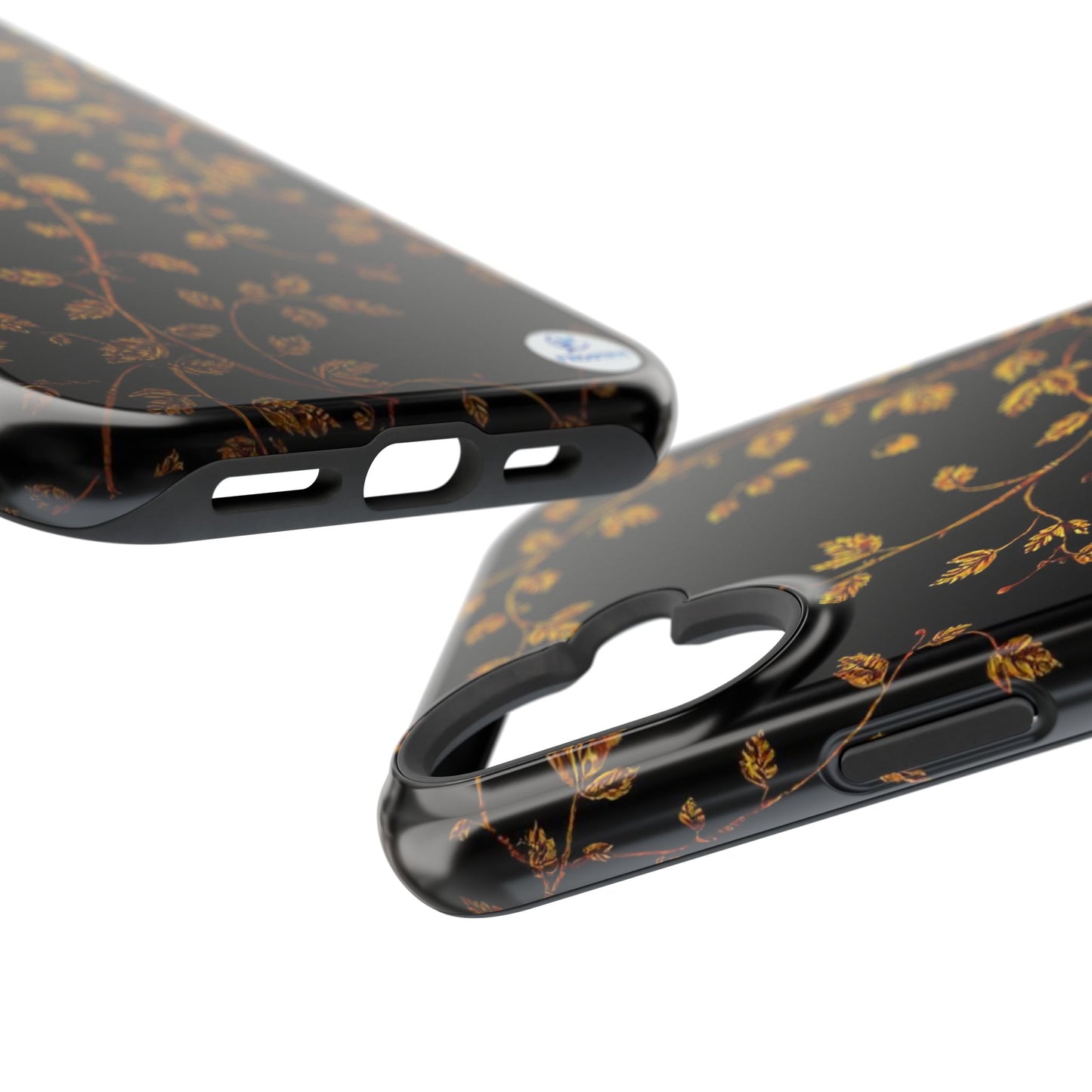 Elegant Floral Magnetic Tough Case for Phone - Stylish Gold Leaf Design