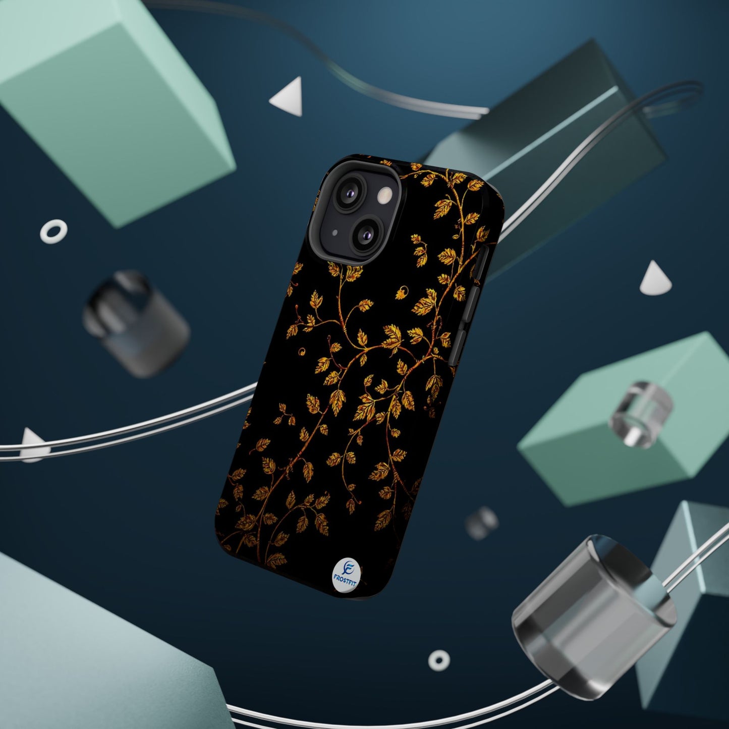 Elegant Floral Magnetic Tough Case for Phone - Stylish Gold Leaf Design