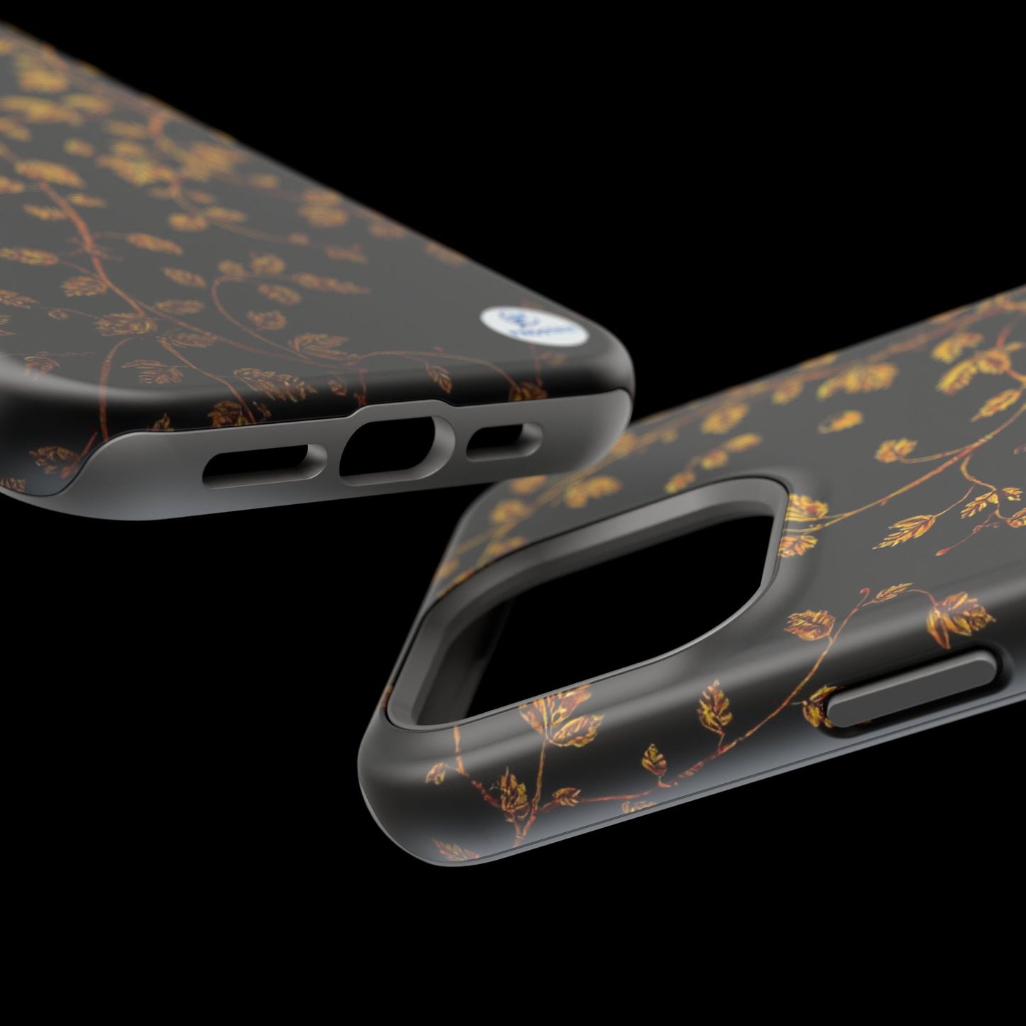 Elegant Floral Magnetic Tough Case for Phone - Stylish Gold Leaf Design