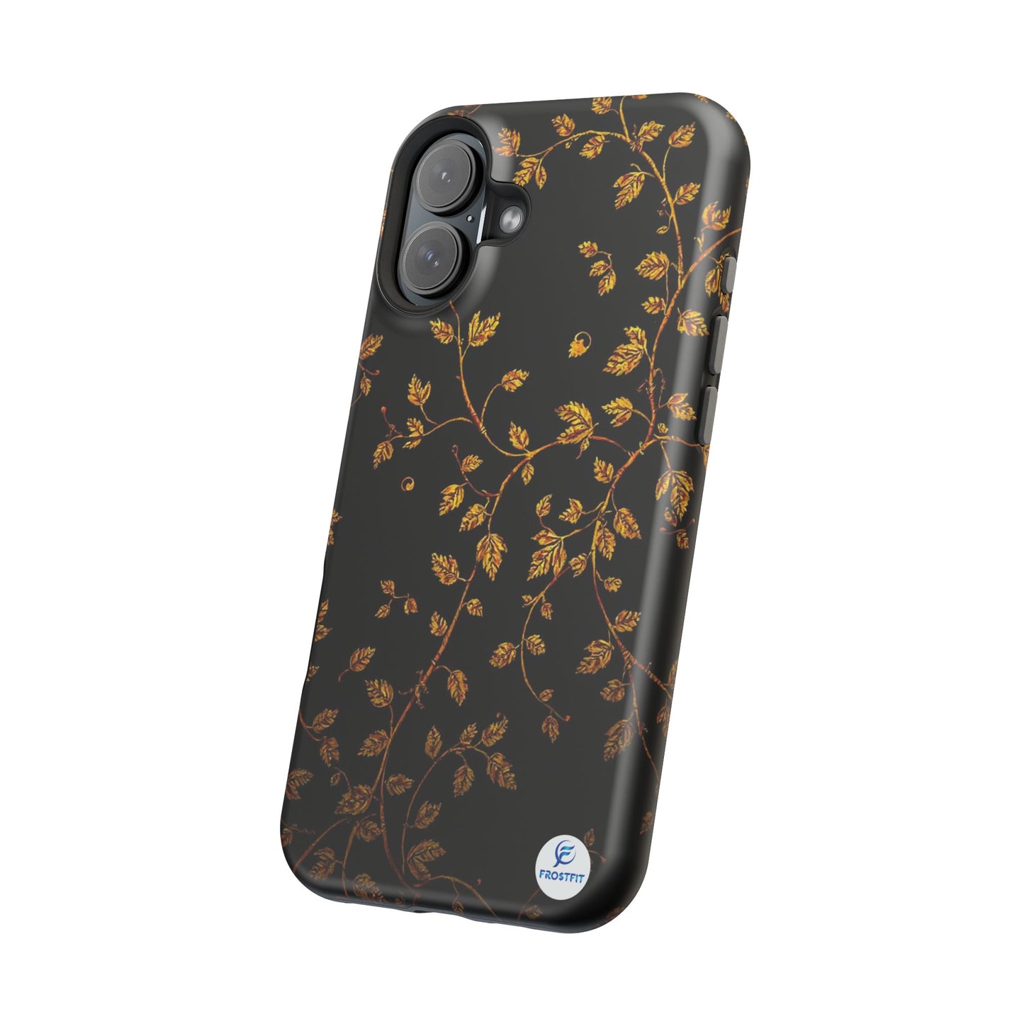 Elegant Floral Magnetic Tough Case for Phone - Stylish Gold Leaf Design