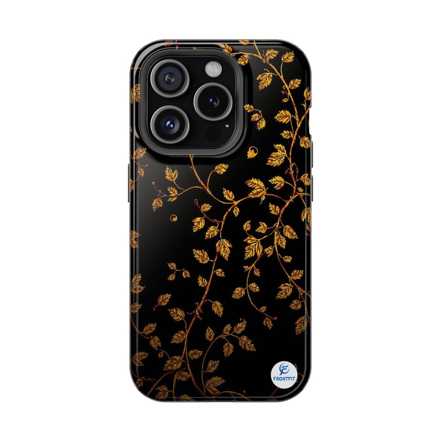 Elegant Floral Magnetic Tough Case for Phone - Stylish Gold Leaf Design