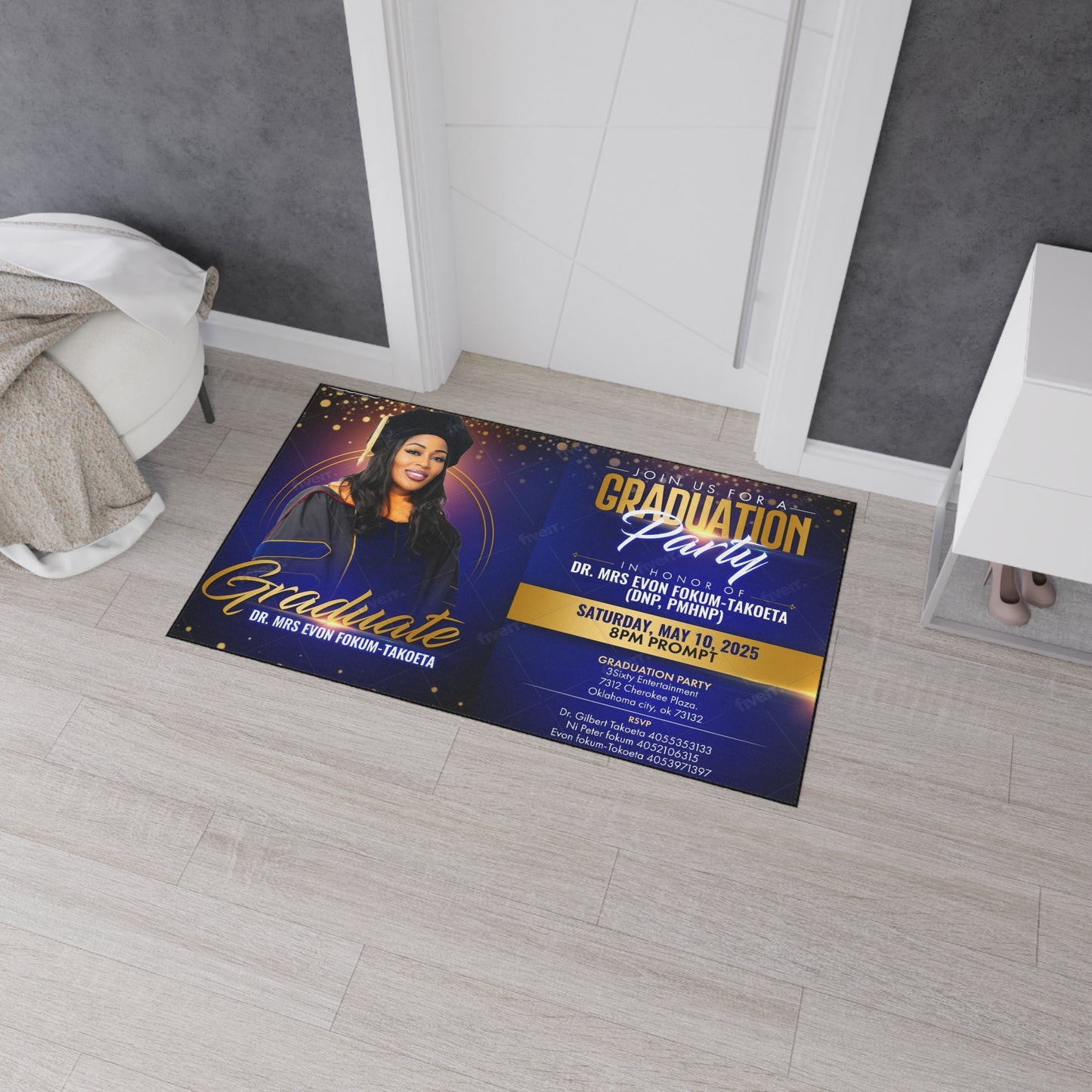 Custom Graduation Floor Mat | Heavy Duty Welcome Mat for Graduation Parties