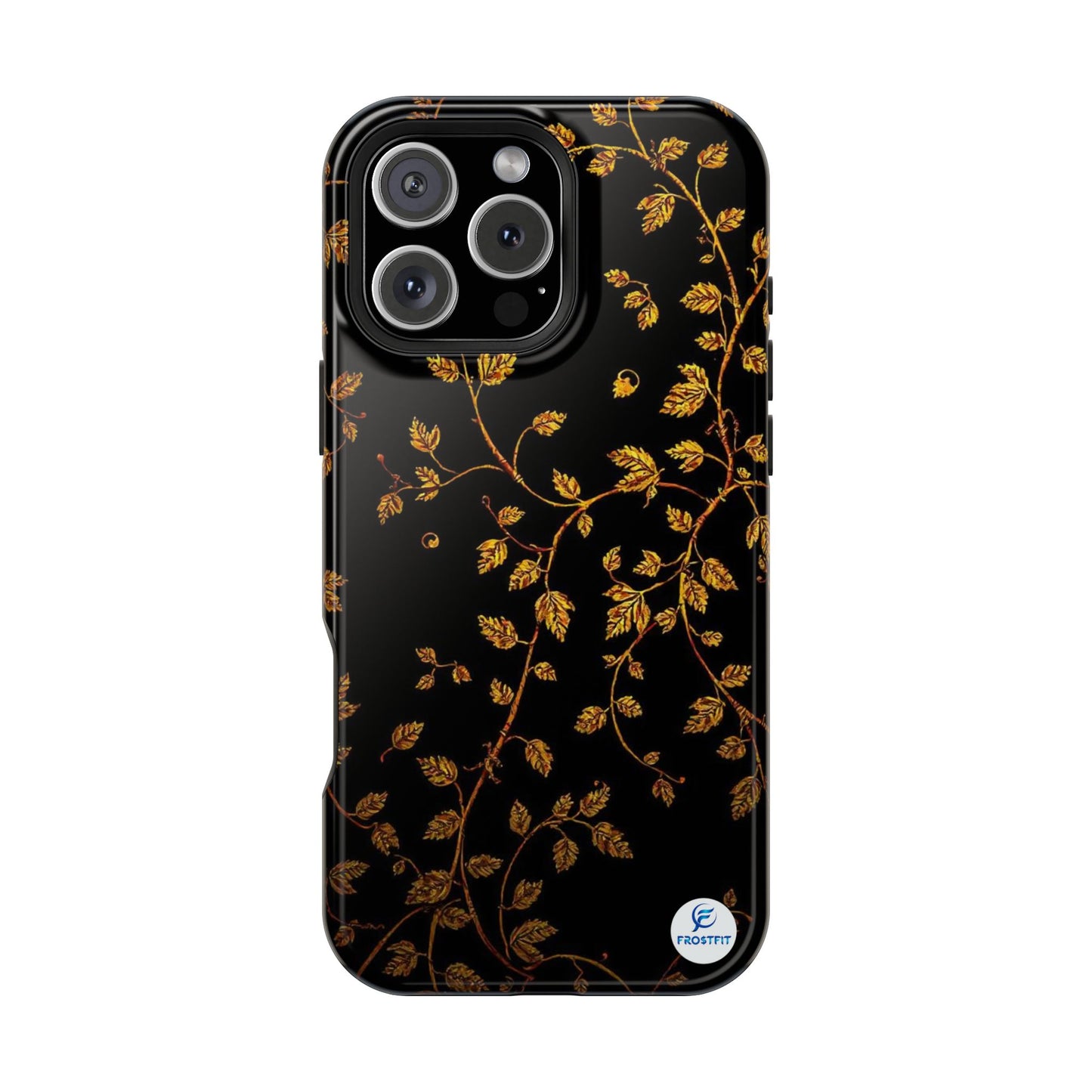 Elegant Floral Magnetic Tough Case for Phone - Stylish Gold Leaf Design
