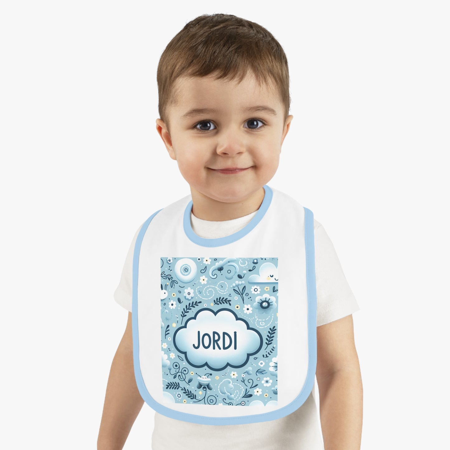 Copy of Personalized Baby Bib with Contrast Trim - Cute Teddy Bear Design for Boys