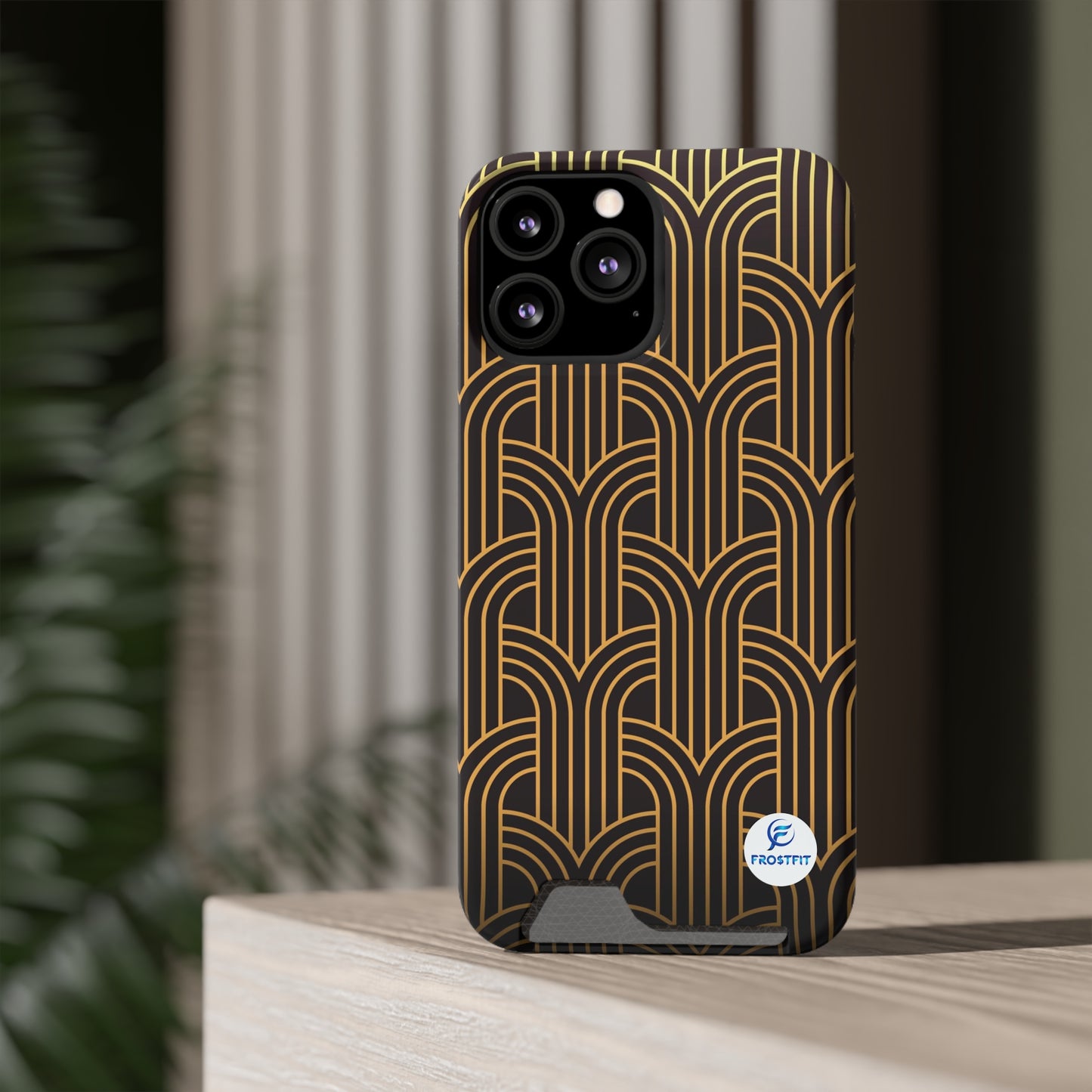 Custom Elegant Phone Case with Card Holder - Art Deco Design for Stylish Protection