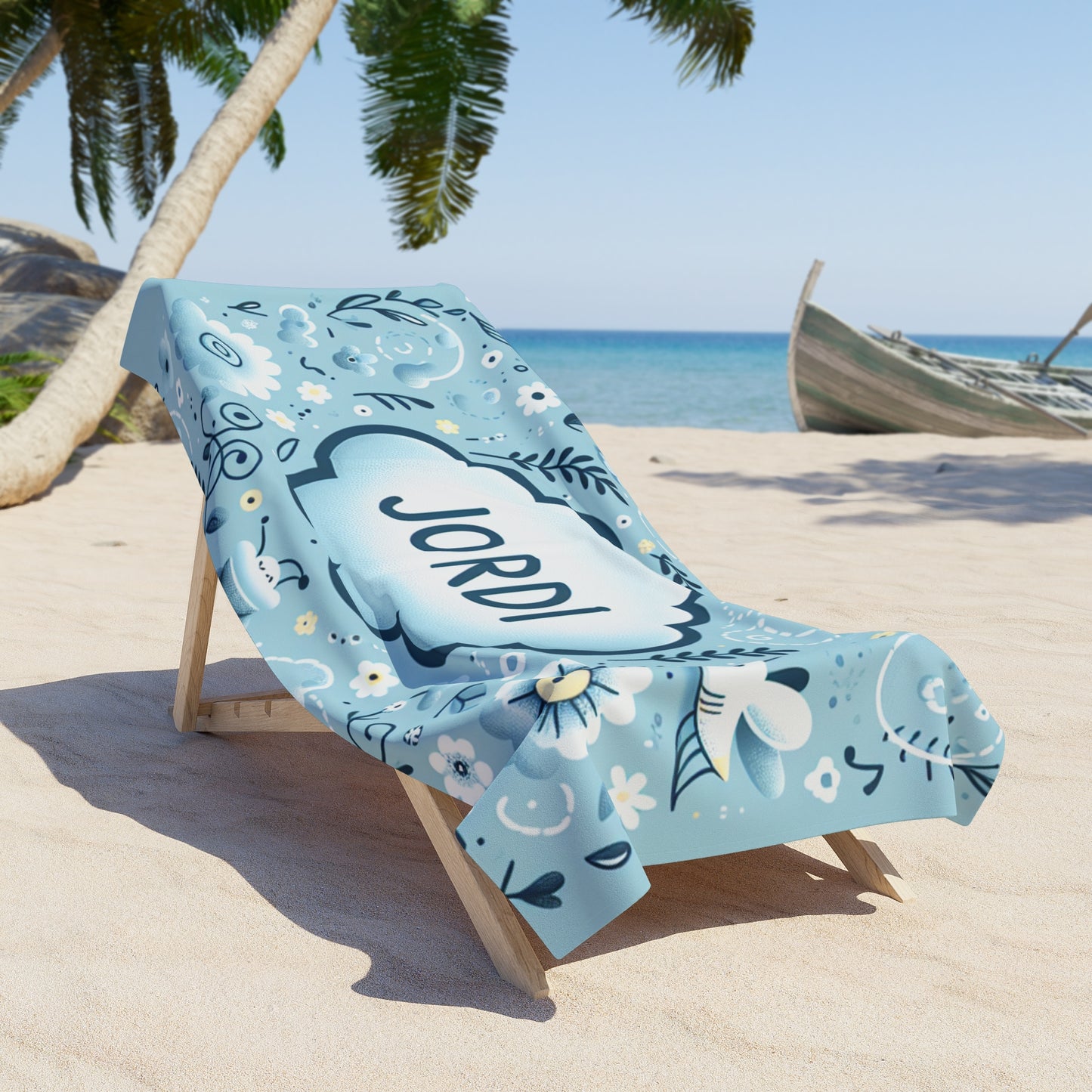 Personalized Floral Beach Towel - Custom Name Design