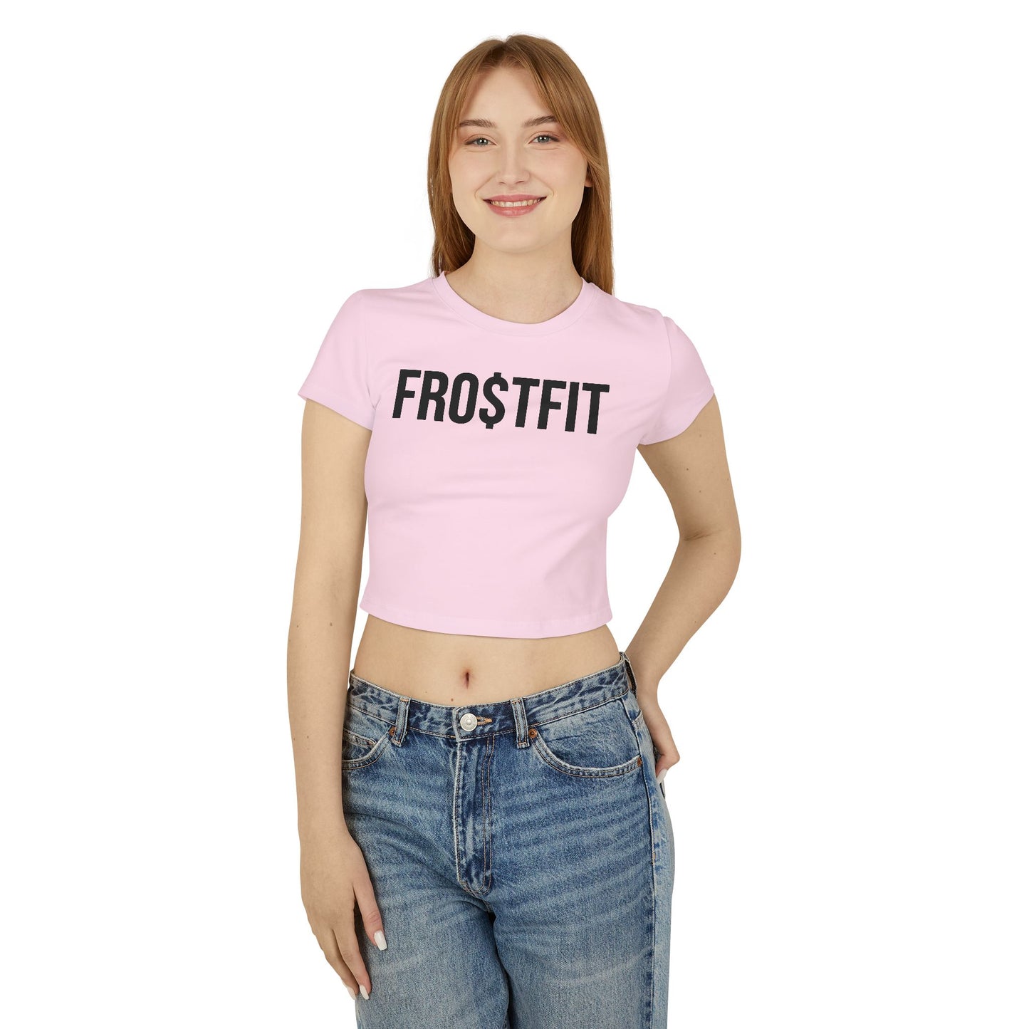 FRO$TFIT Women's Baby Tee - Trendy Cropped Shirt for Fitness Enthusiasts