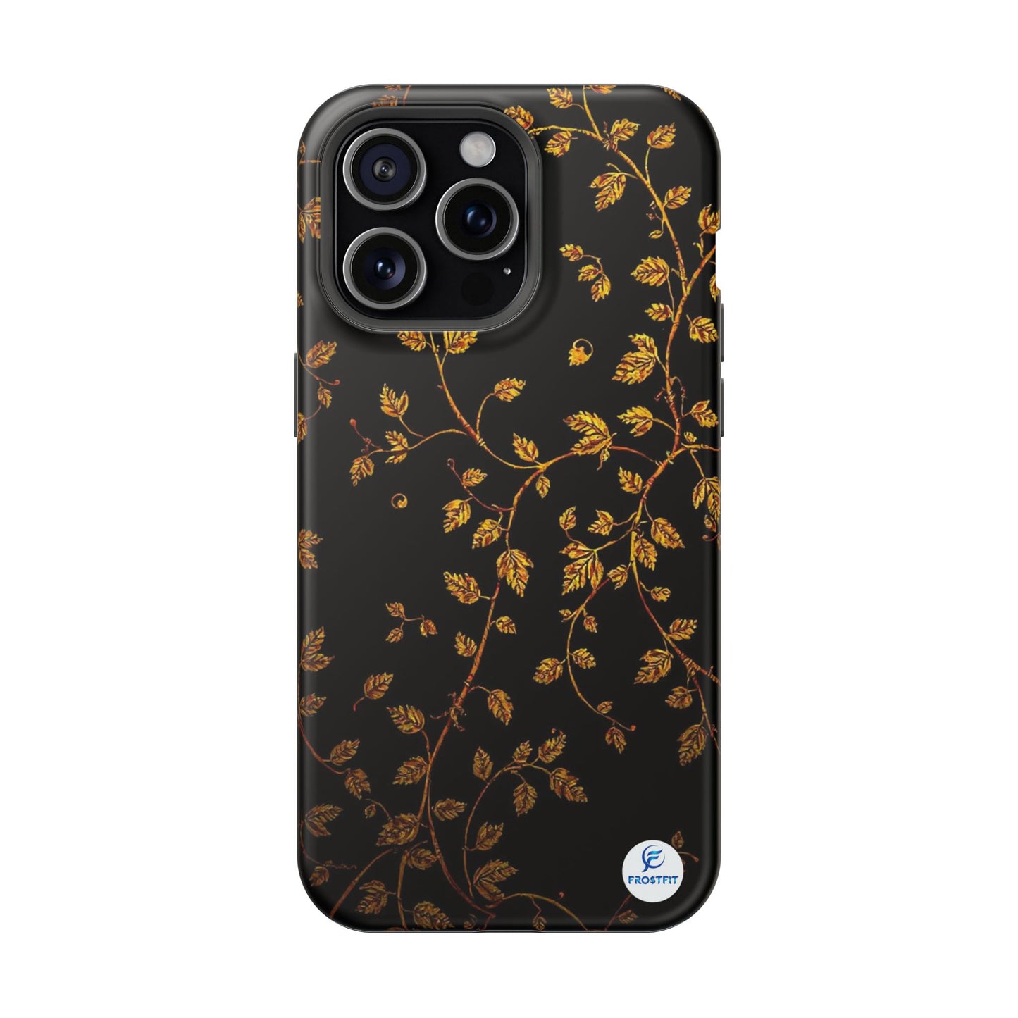 Elegant Floral Magnetic Tough Case for Phone - Stylish Gold Leaf Design