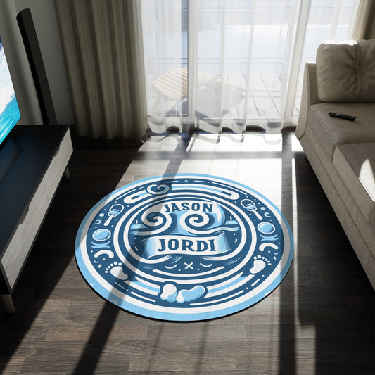 Personalized Round Rug with Custom Names - Stylish Home Decor