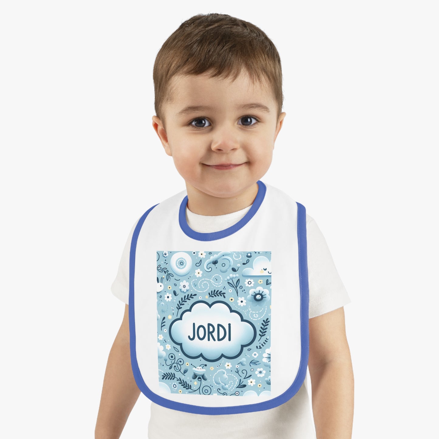 Copy of Personalized Baby Bib with Contrast Trim - Cute Teddy Bear Design for Boys