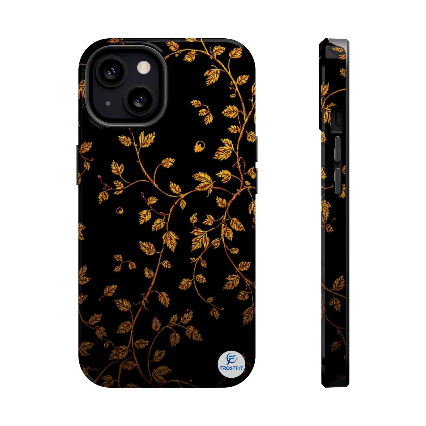 Elegant Floral Magnetic Tough Case for Phone - Stylish Gold Leaf Design