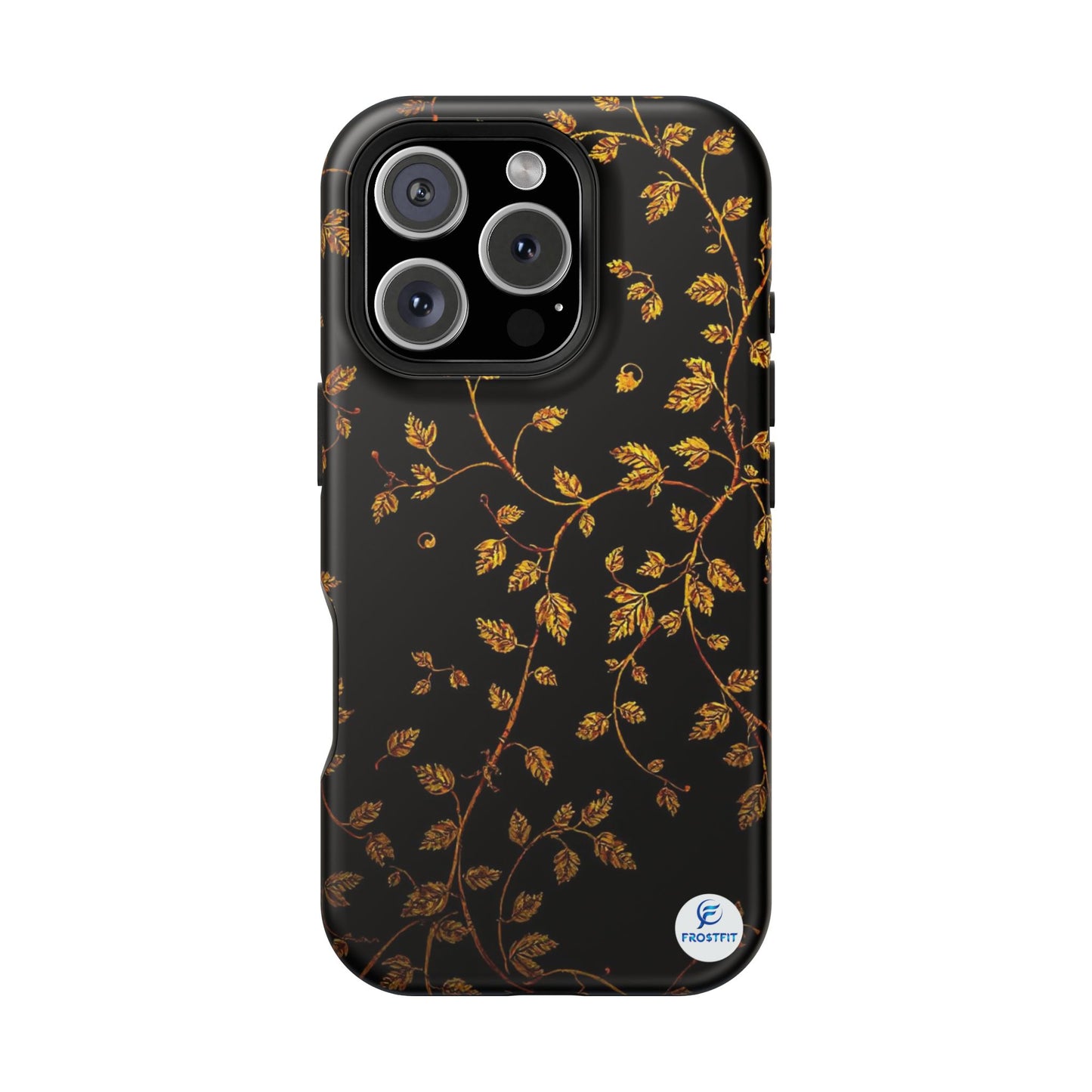 Elegant Floral Magnetic Tough Case for Phone - Stylish Gold Leaf Design