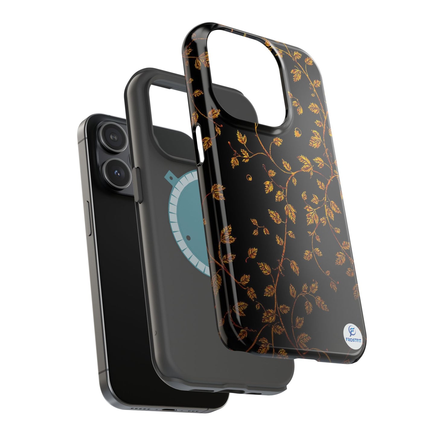 Elegant Floral Magnetic Tough Case for Phone - Stylish Gold Leaf Design