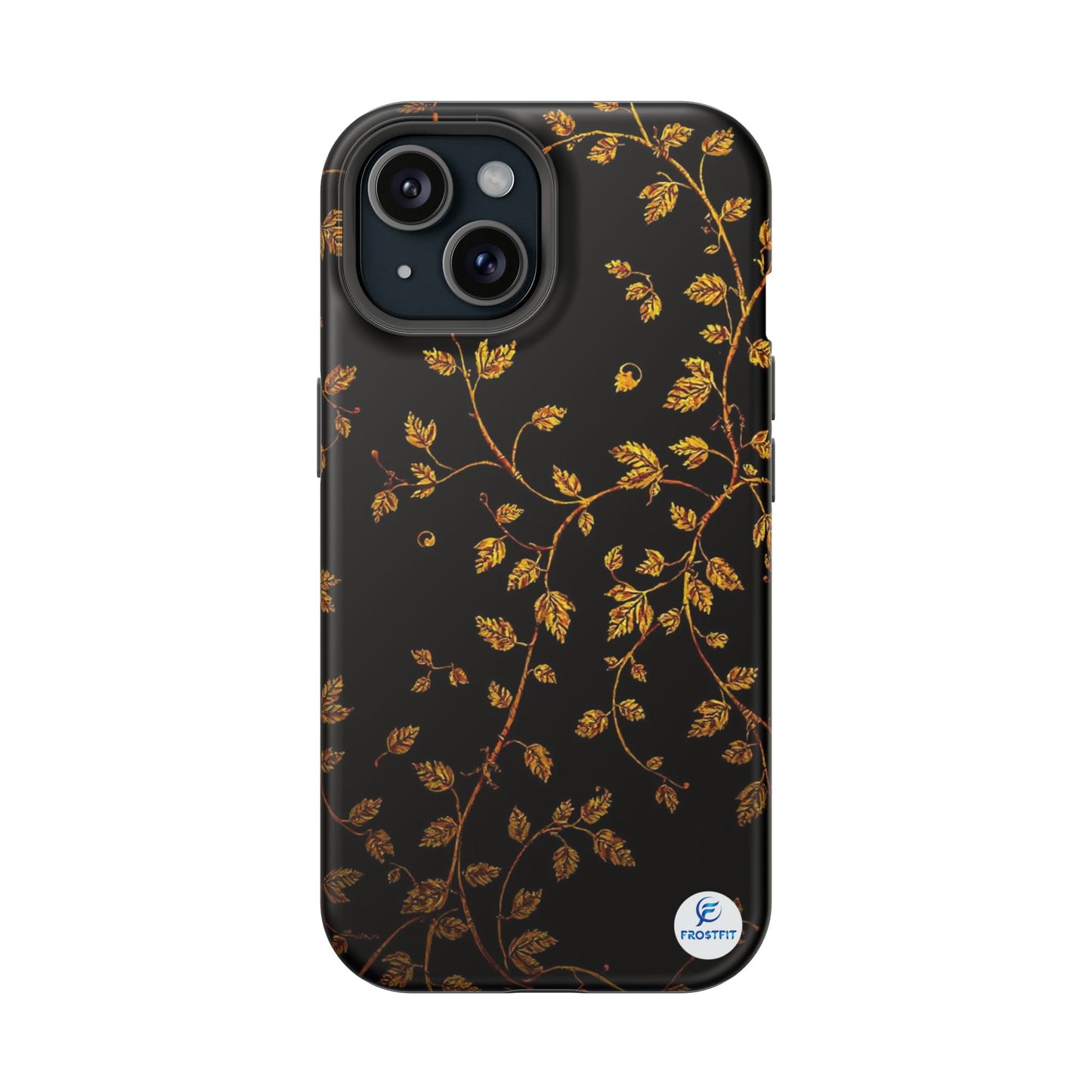 Elegant Floral Magnetic Tough Case for Phone - Stylish Gold Leaf Design