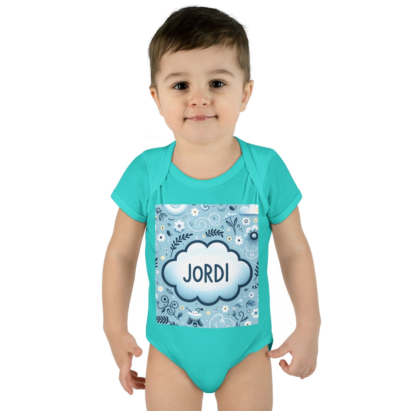 Copy of Personalized Blue Floral Infant Bodysuit - Custom Name "JASON"