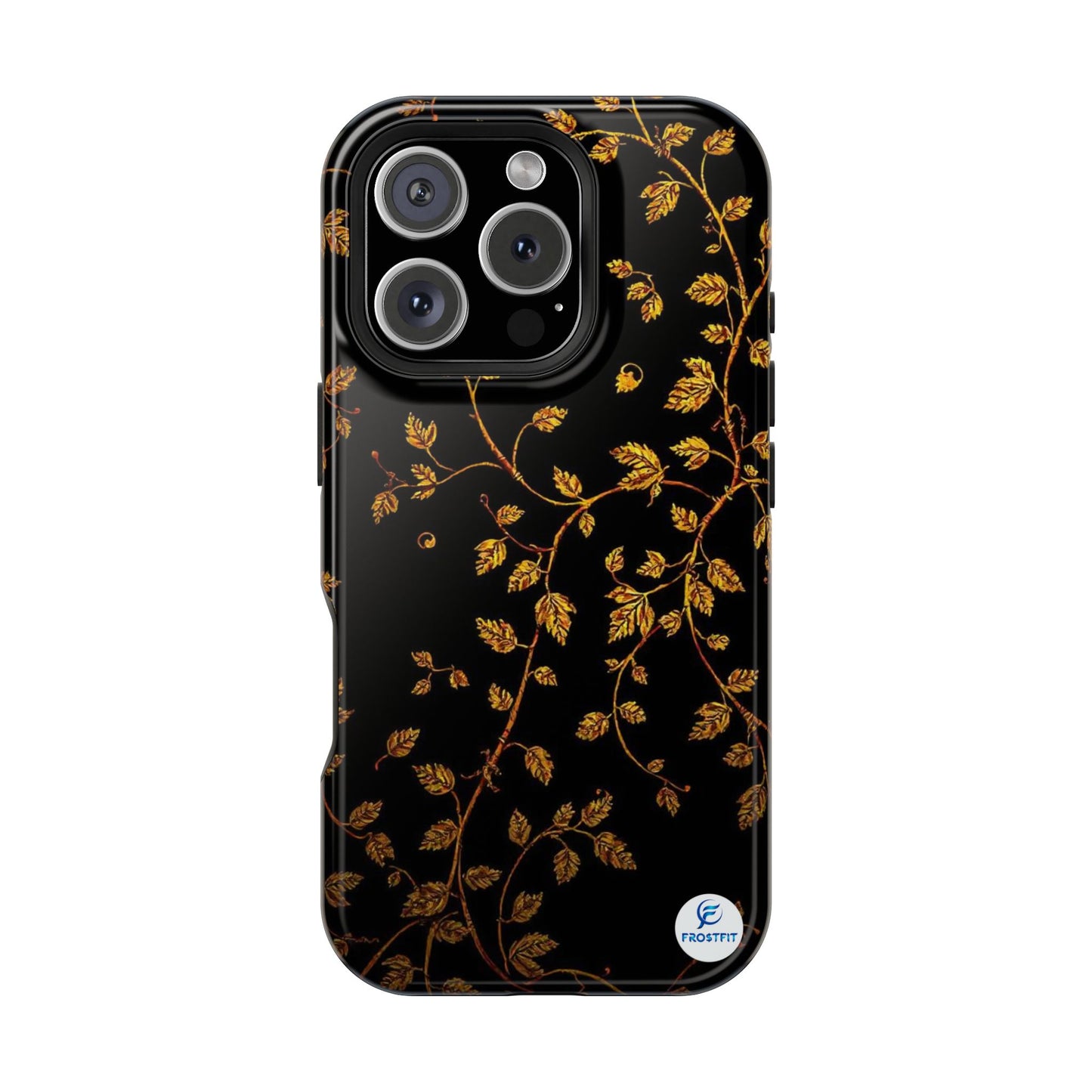 Elegant Floral Magnetic Tough Case for Phone - Stylish Gold Leaf Design