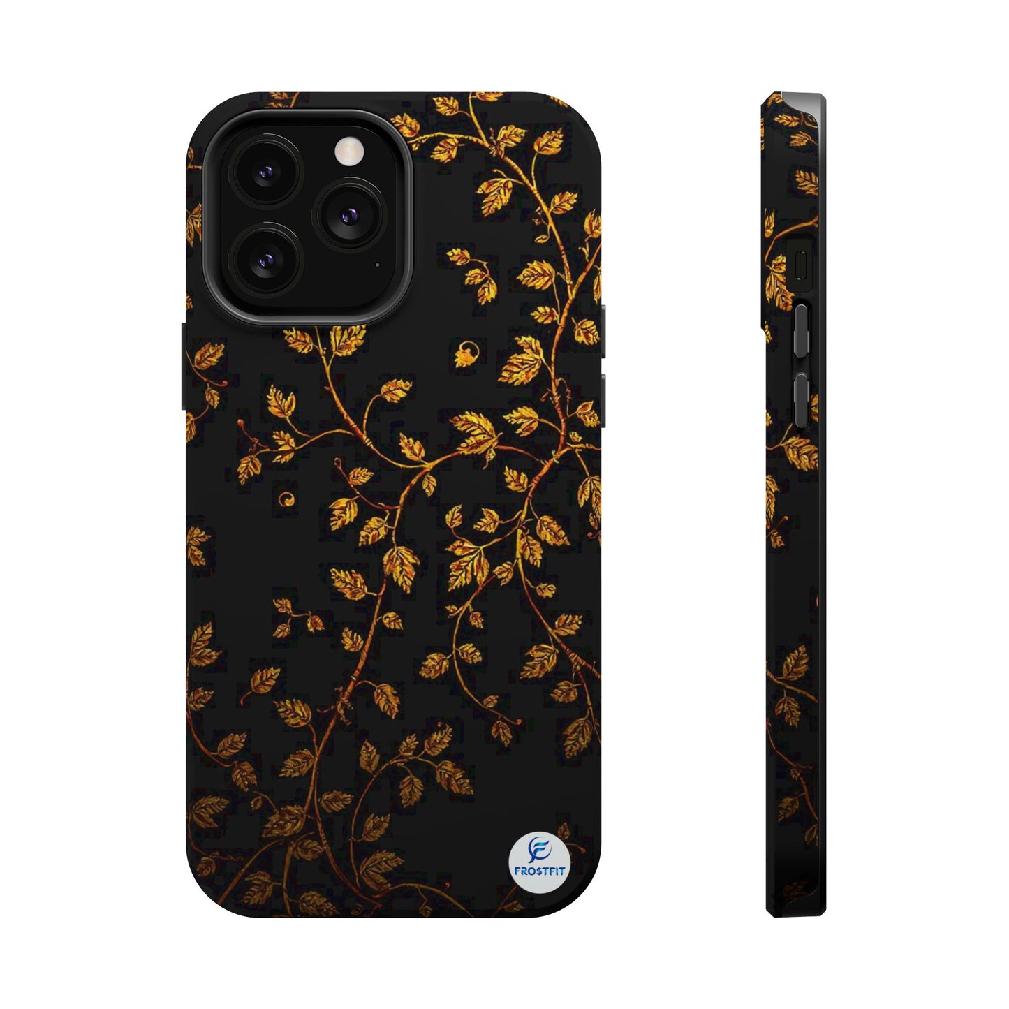 Elegant Floral Magnetic Tough Case for Phone - Stylish Gold Leaf Design