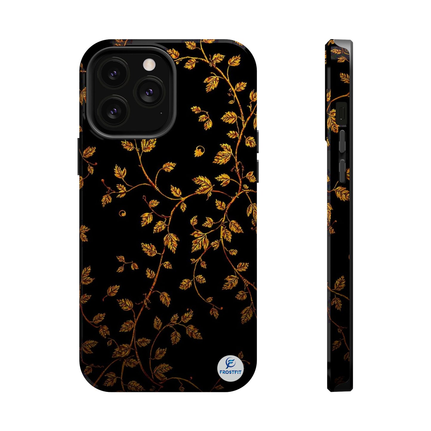 Elegant Floral Magnetic Tough Case for Phone - Stylish Gold Leaf Design