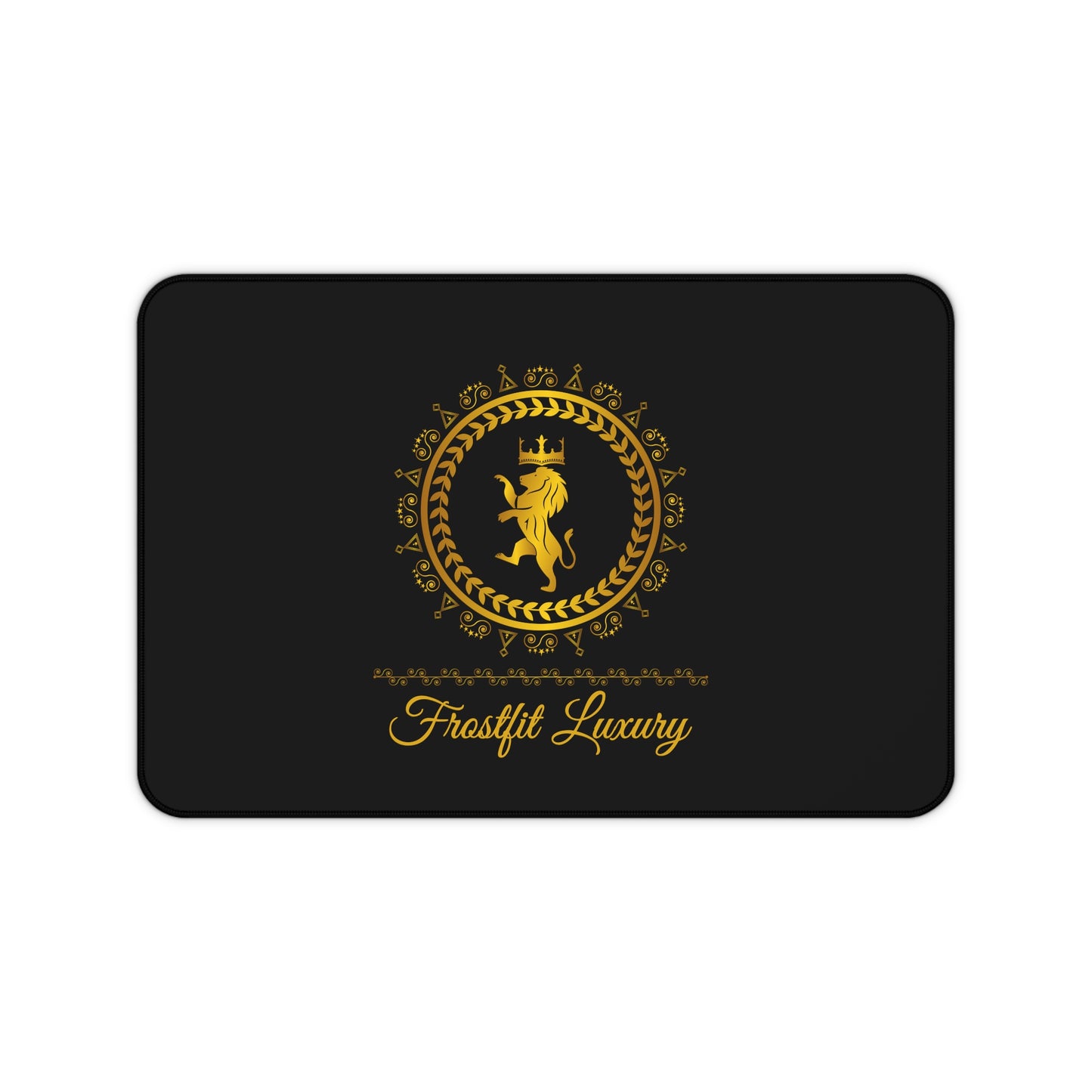 Luxury Black Desk Mat with Gold Frostfit Lion Design