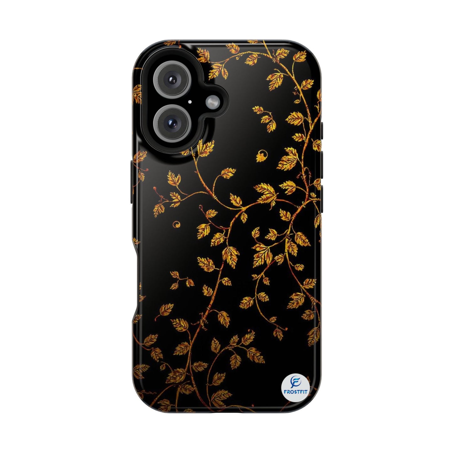 Elegant Floral Magnetic Tough Case for Phone - Stylish Gold Leaf Design