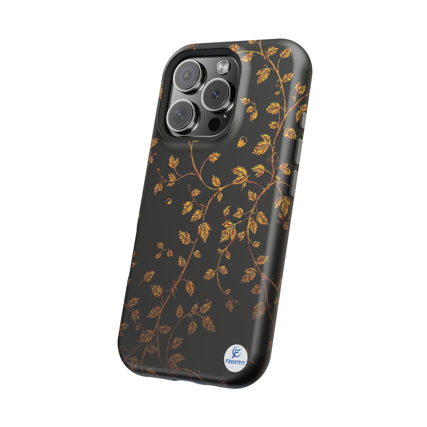 Elegant Floral Magnetic Tough Case for Phone - Stylish Gold Leaf Design