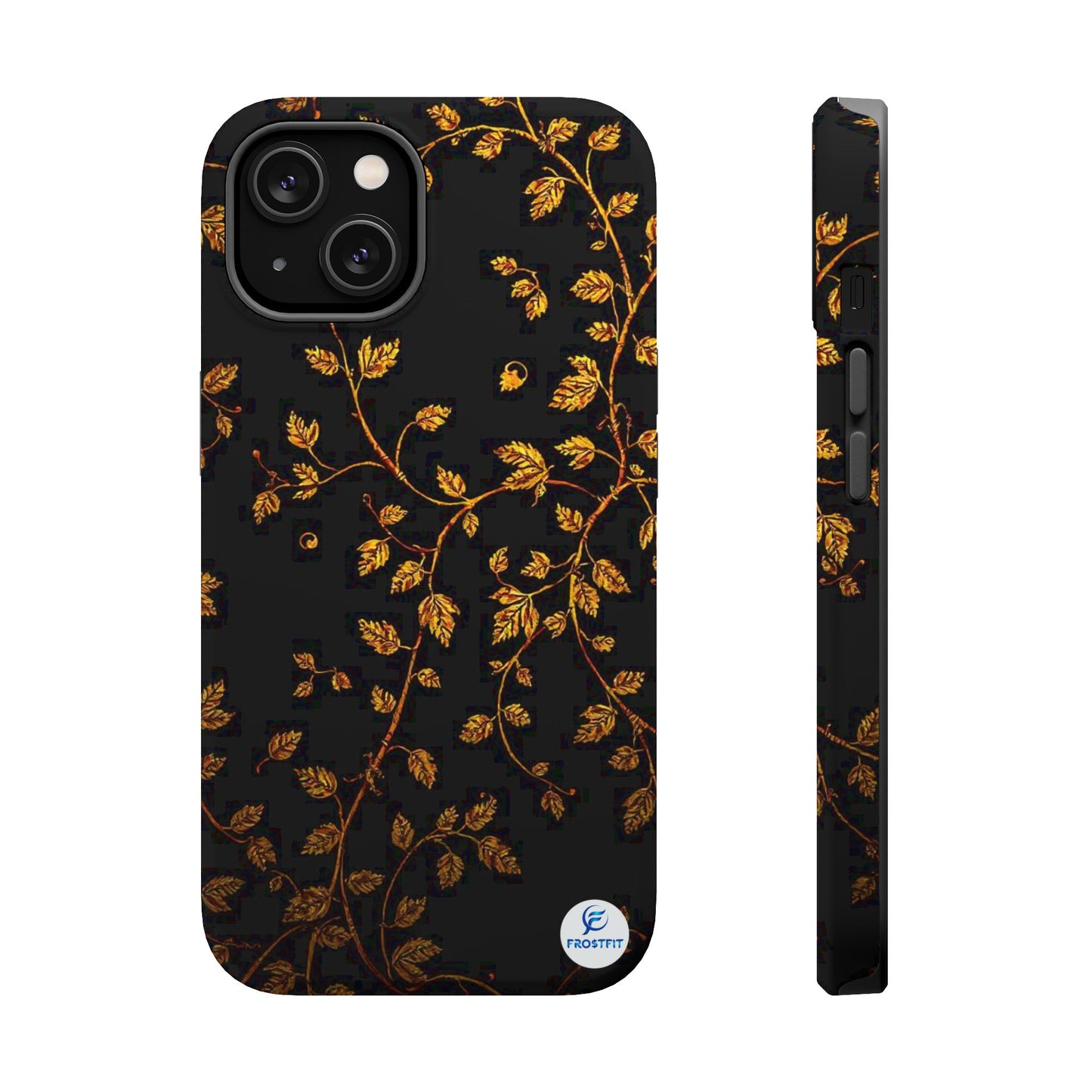 Elegant Floral Magnetic Tough Case for Phone - Stylish Gold Leaf Design