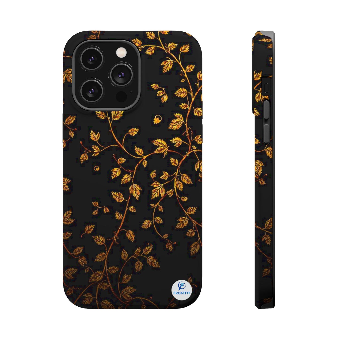 Elegant Floral Magnetic Tough Case for Phone - Stylish Gold Leaf Design