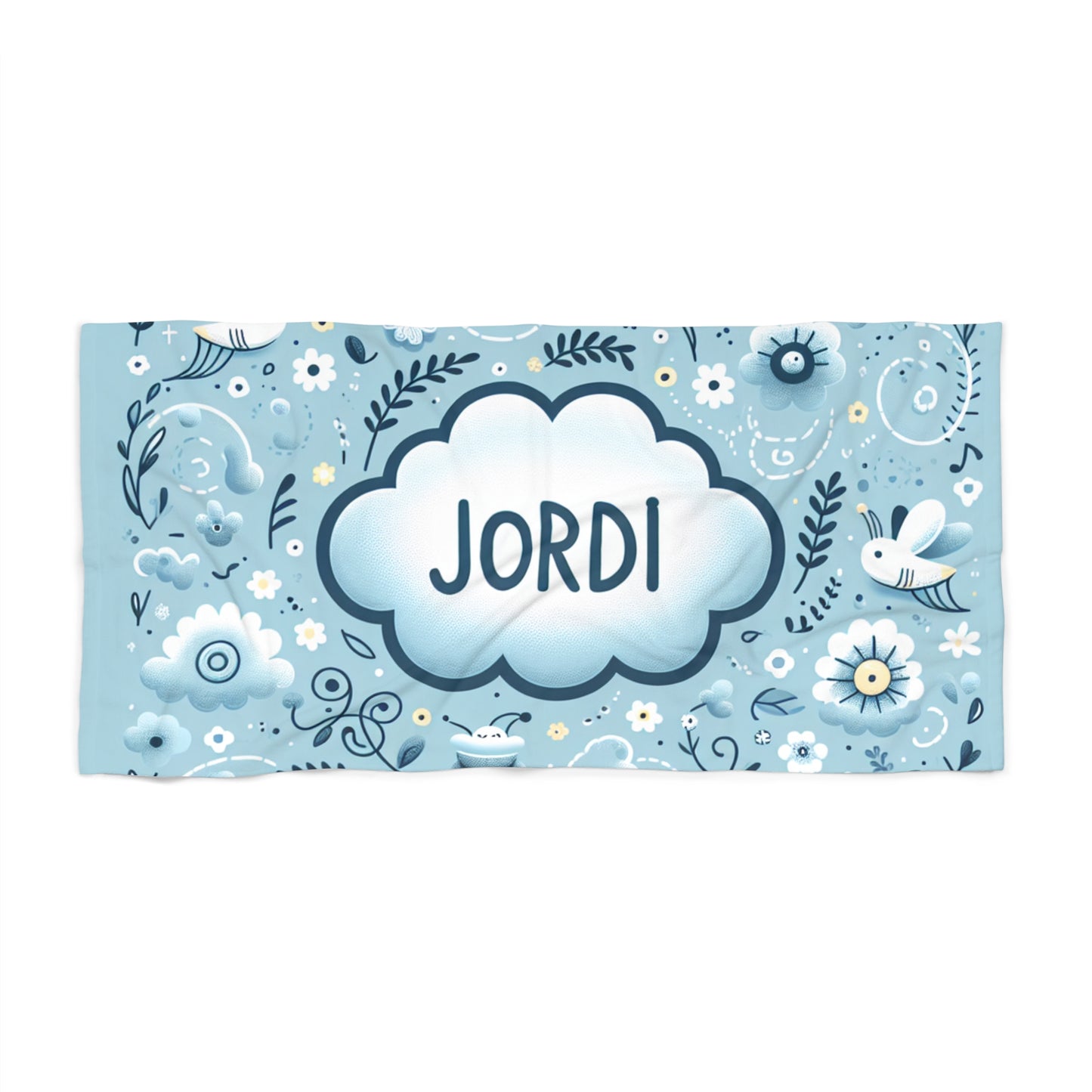 Personalized Floral Beach Towel - Custom Name Design