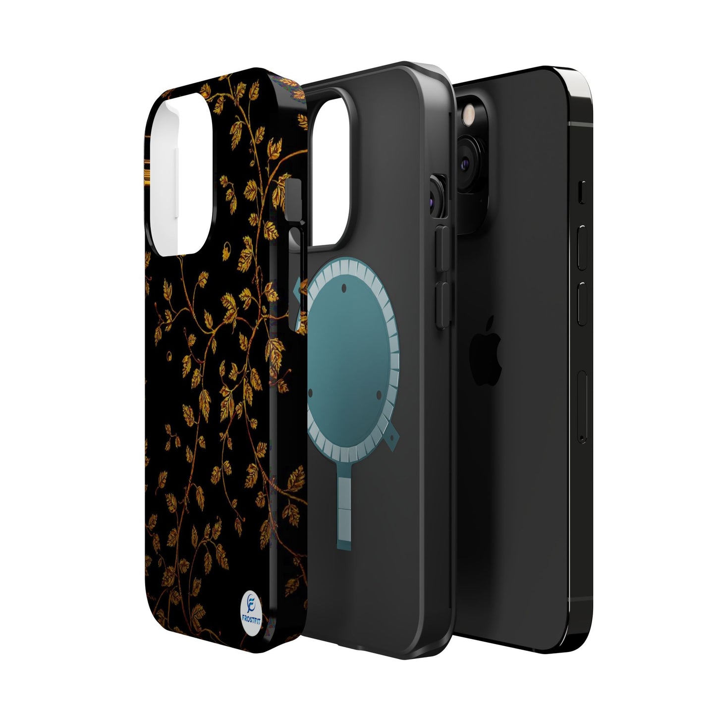 Elegant Floral Magnetic Tough Case for Phone - Stylish Gold Leaf Design