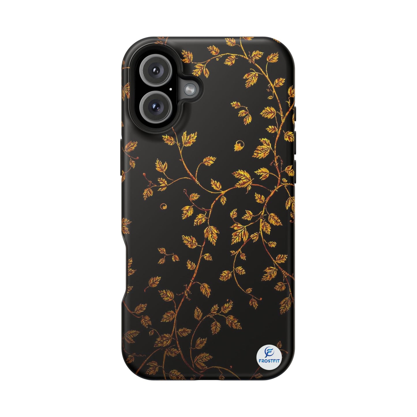 Elegant Floral Magnetic Tough Case for Phone - Stylish Gold Leaf Design