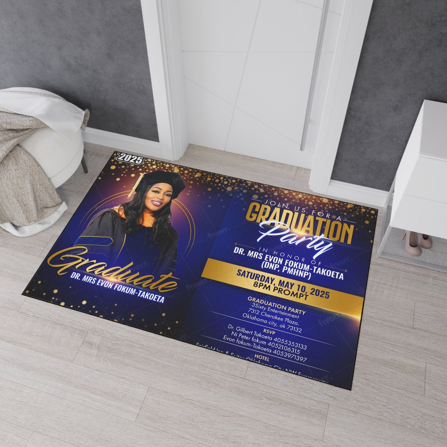 Custom Graduation Floor Mat | Heavy Duty Welcome Mat for Graduation Parties