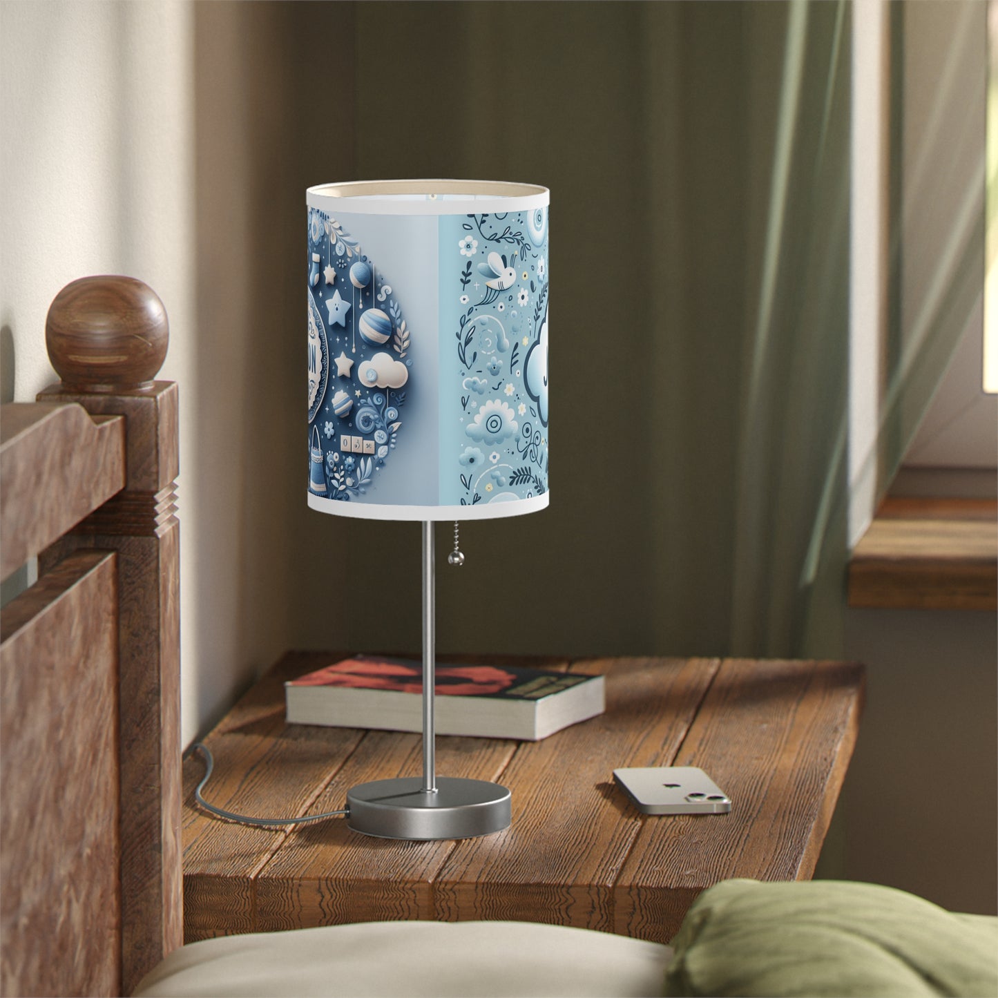 Whimsical Blue Floral Table Lamp - US/CA Plug