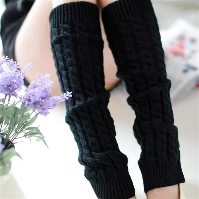 Lolita Long Socks Women Leg Warmers Knitted Warm Foot Cover White Arm Warmer Ladies Autumn Winter Crochet Socks Boot Cuffs