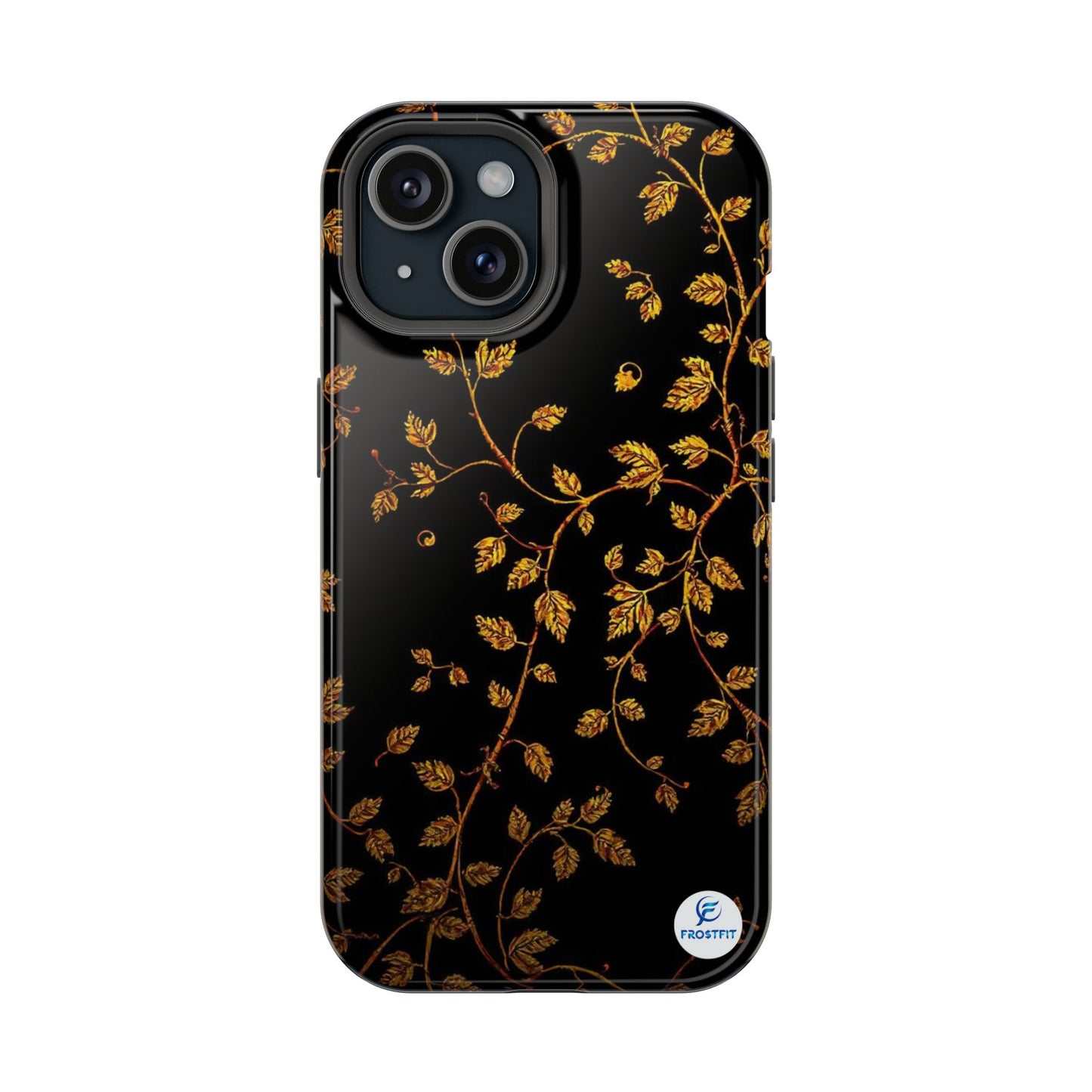 Elegant Floral Magnetic Tough Case for Phone - Stylish Gold Leaf Design