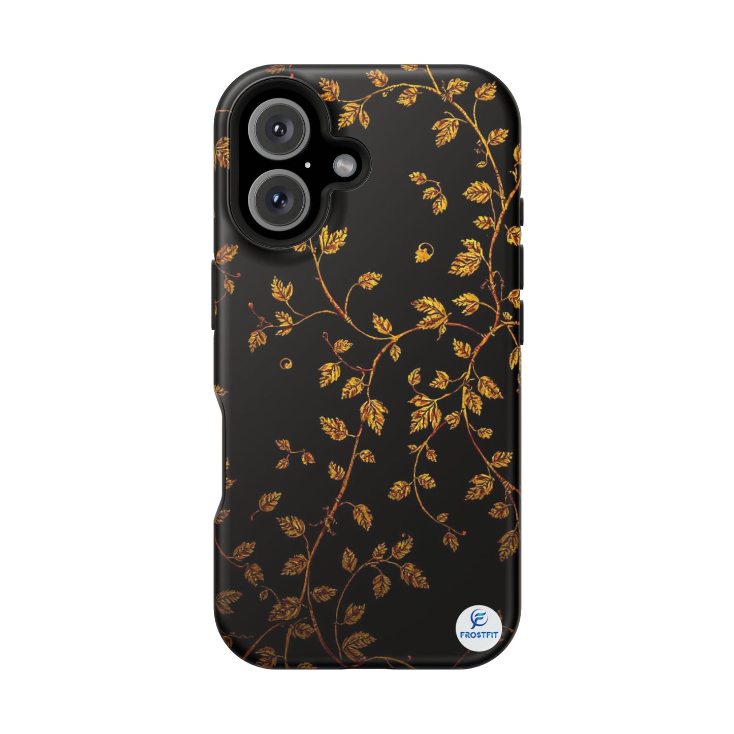 Elegant Floral Magnetic Tough Case for Phone - Stylish Gold Leaf Design