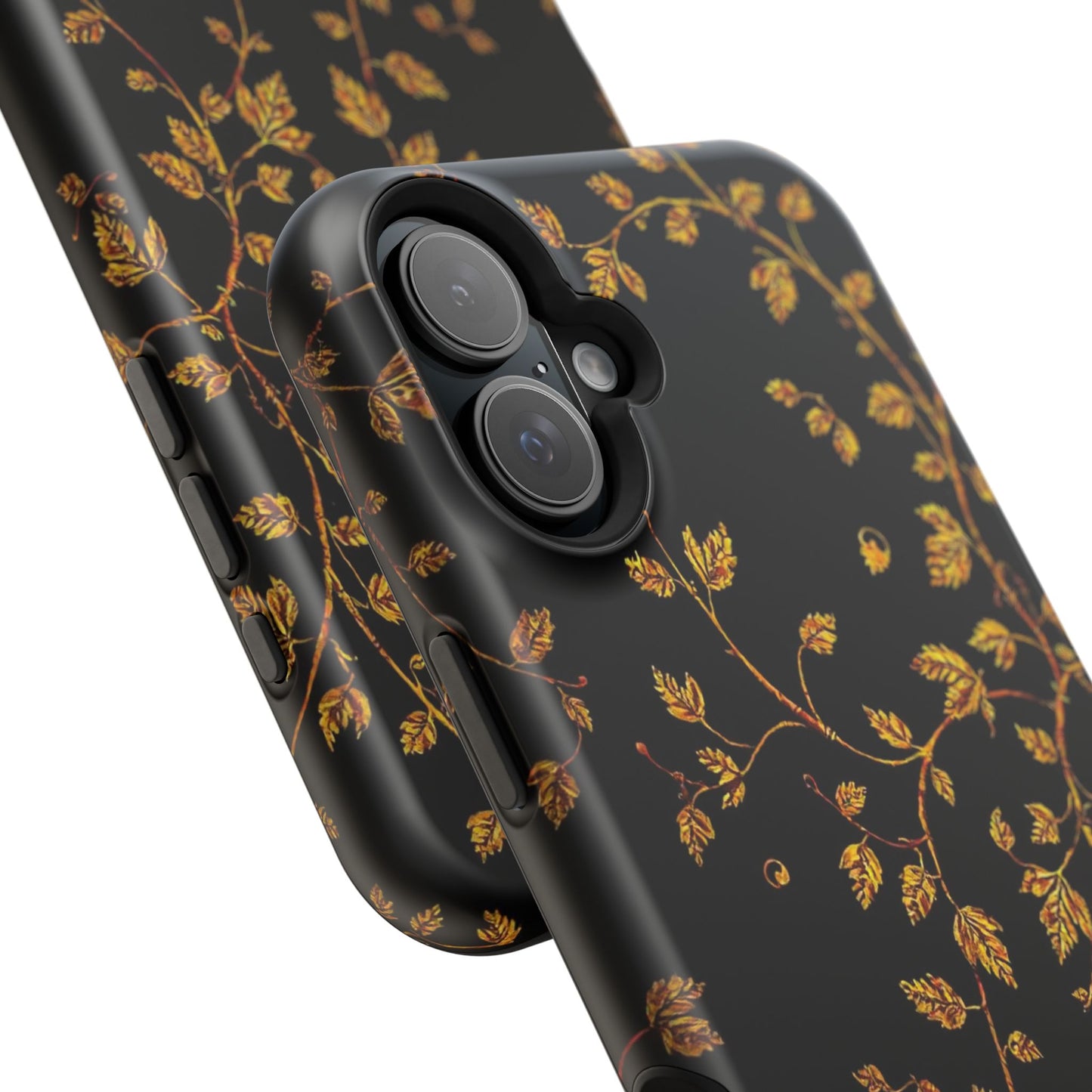 Elegant Floral Magnetic Tough Case for Phone - Stylish Gold Leaf Design